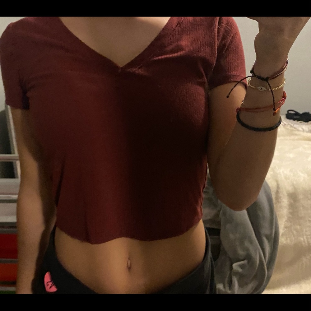Destined Large Burgundy Crop Tee